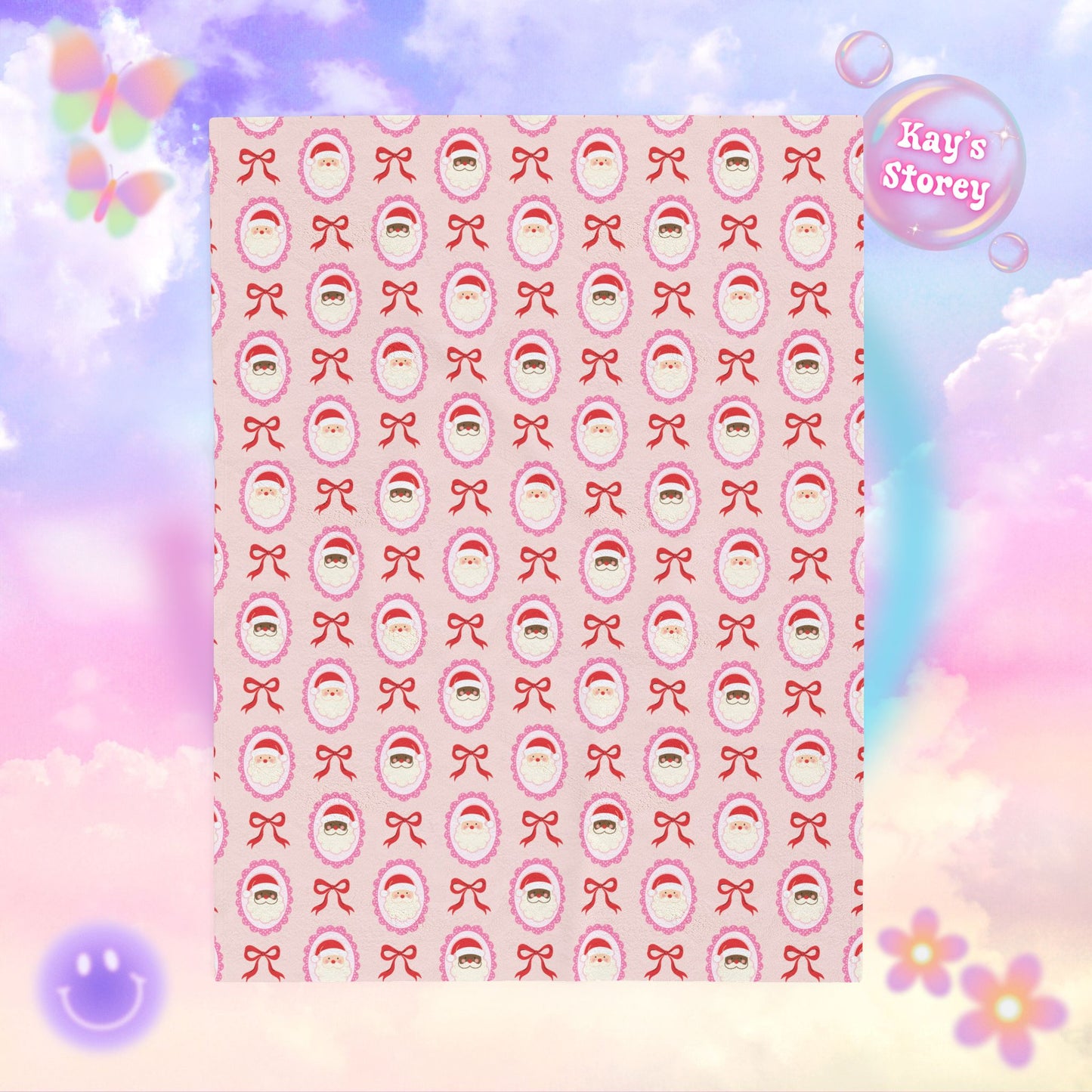 Pink Santa Claus’ Bookish Velveteen Plush Blanket - Cozy Reading Throw