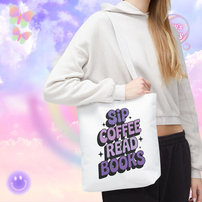 Sip Coffee Read Books Tote Bag