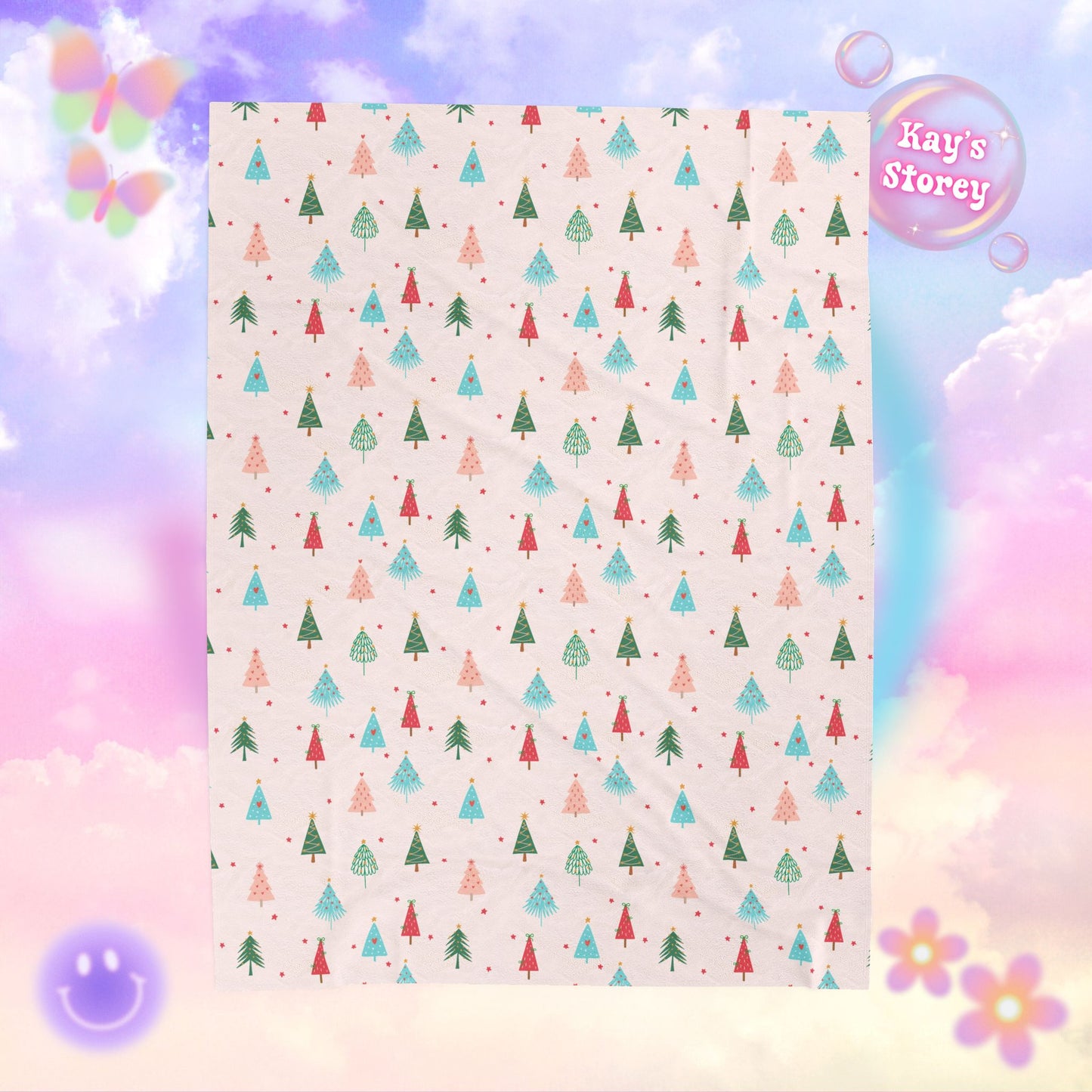 Christmas Trees Bookish Velveteen Plush Blanket - Cozy Reading Throw