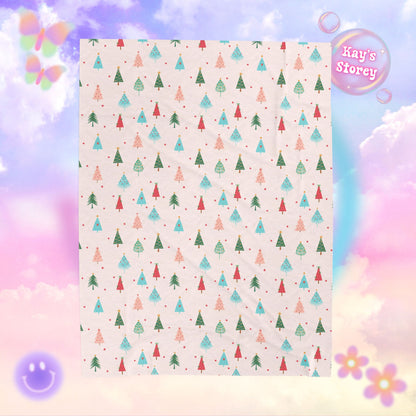 Christmas Trees Bookish Velveteen Plush Blanket - Cozy Reading Throw