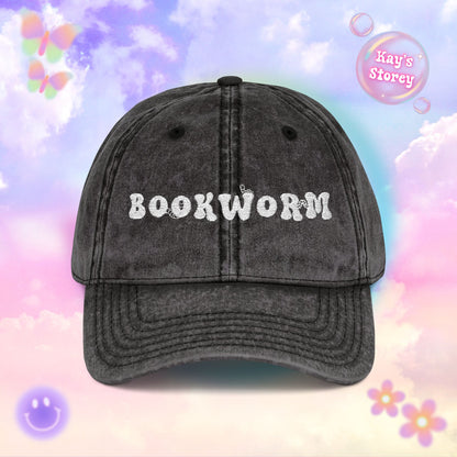 Bookworm Embroidered Vintage Cap