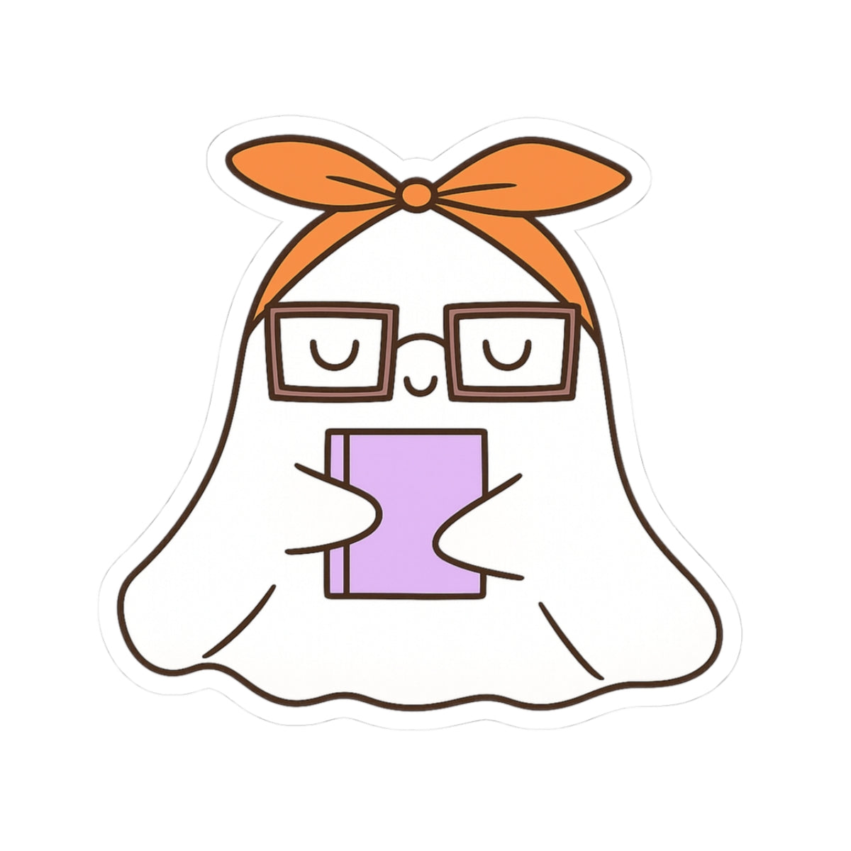 Ghost in Glasses Reading Kiss-Cut Sticker, Book Lover Sticker, Cute Sticker Set, Spooky Decals, Halloween Stickers, Vinyl Kindle Stickers