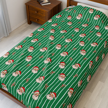 Santa Bookish Velveteen Plush Blanket - Cozy Reading Throw