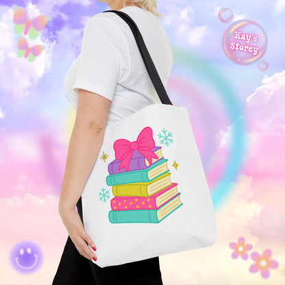 Book Stack Christmas Tote Bag
