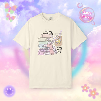 Books Spicy, Coffee Icy Comfort Colors T-Shirt