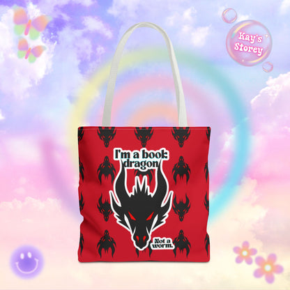 Book Dragon Red Tote Bag