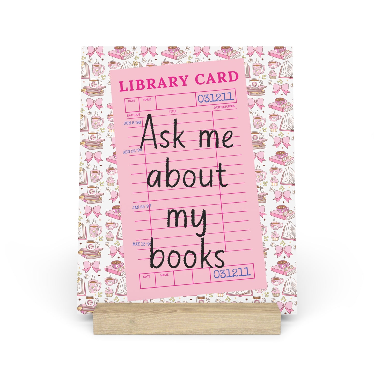 Ask Me About My Books Bookshelf Decor with Stand