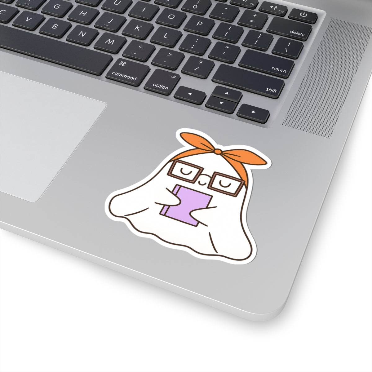Ghost in Glasses Reading Kiss-Cut Sticker, Book Lover Sticker, Cute Sticker Set, Spooky Decals, Halloween Stickers, Vinyl Kindle Stickers