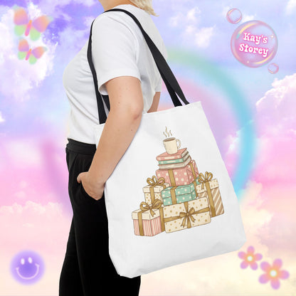 Coffee & Book Stack Tote Bag