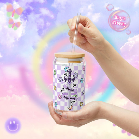 Purple Violent Little Thing Sipper Glass, 16oz