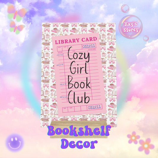 Cozy Girl Book Club Bookshelf Decor with Stand