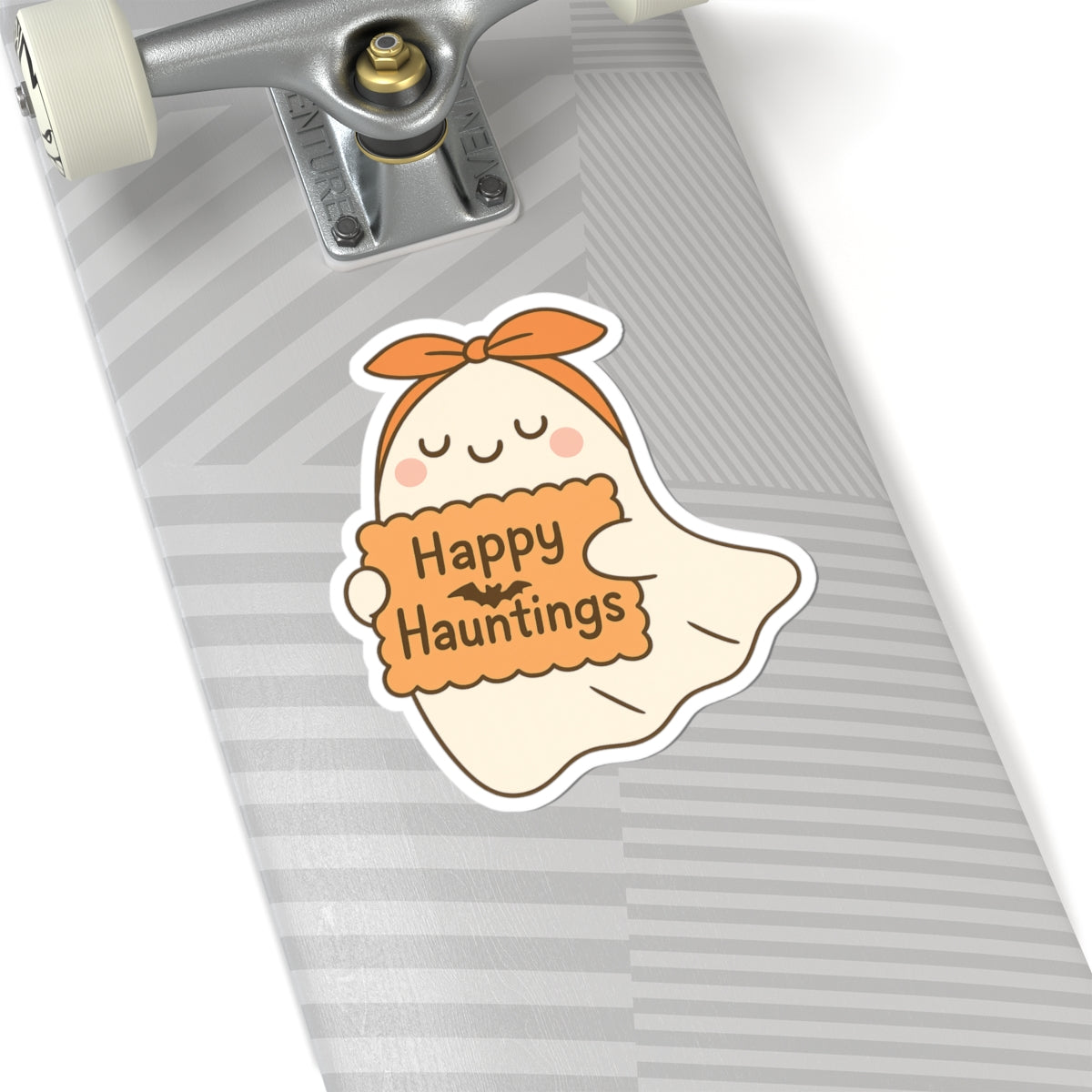 Happy Hauntings Ghost Kiss-Cut Sticker, Book Lover Sticker, Cute Sticker Set, Spooky Decals, Halloween Stickers, Vinyl Kindle Stickers