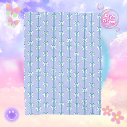 Blue Bows Bookish Velveteen Plush Blanket - Cozy Reading Throw