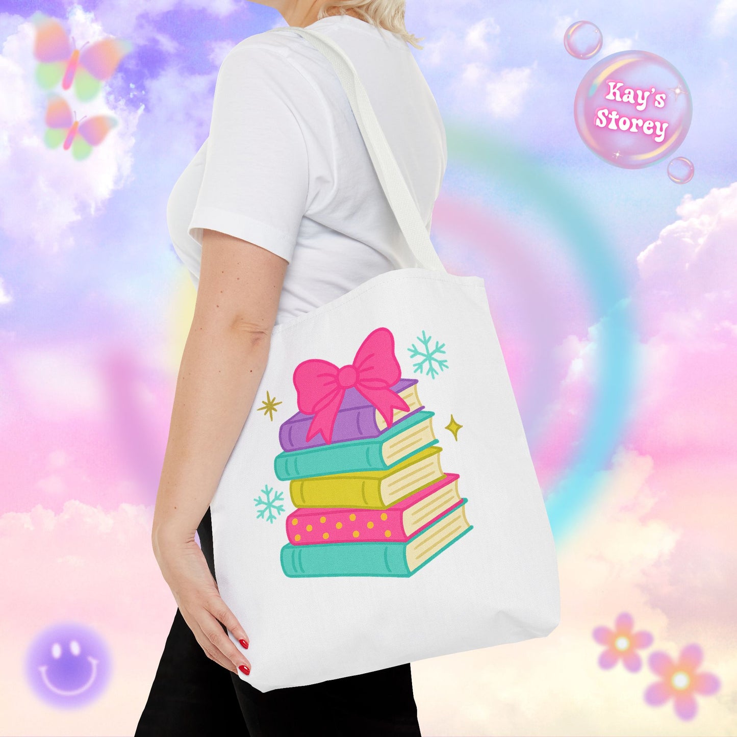 Book Stack Christmas Tote Bag
