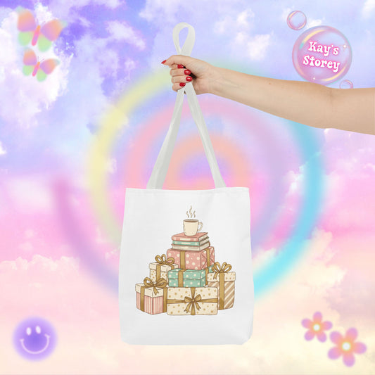 Coffee & Book Stack Tote Bag