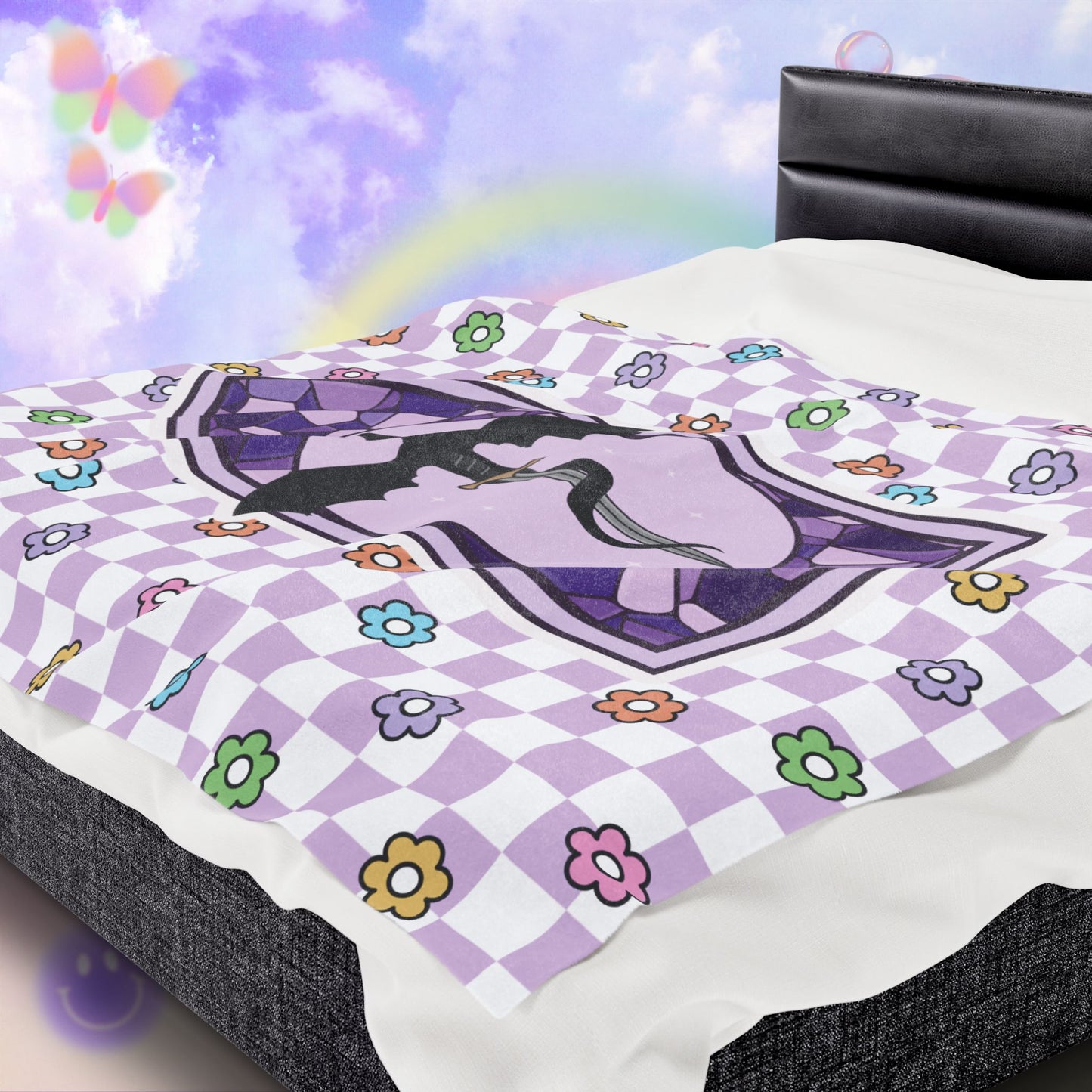 Purple Romantasy Velveteen Plush Blanket