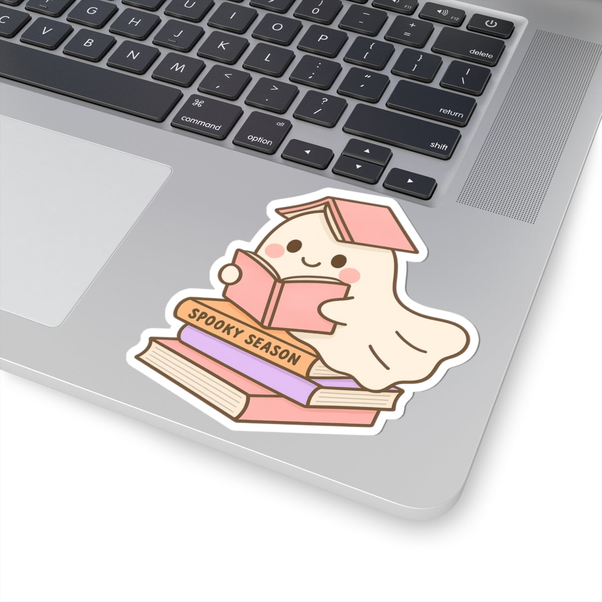 Ghostly Reading Kiss-Cut Sticker, Book Lover Sticker, Cute Sticker Set, Spooky Decals, Halloween Stickers, Vinyl Kindle Stickers