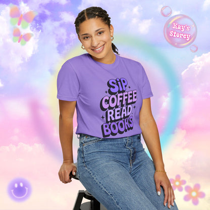 Sip Coffee Read Books Comfort Colors T-Shirt