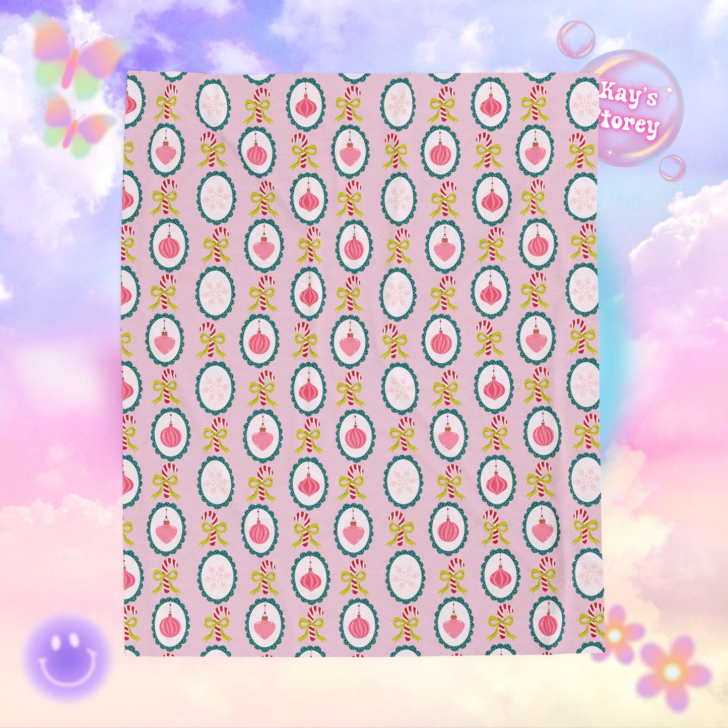 Coquette Ornaments Bookish Velveteen Plush Blanket - Cozy Reading Throw