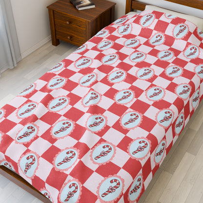 Candy Canes Bookish Velveteen Plush Blanket - Cozy Reading Throw
