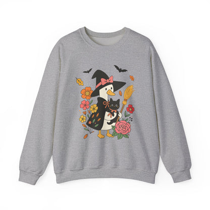 Spooky Goose & Black Cat Sweatshirt, Long Sleeve Shirt for Spooky Season Bookish Gift,  Halloween Reading Apparel