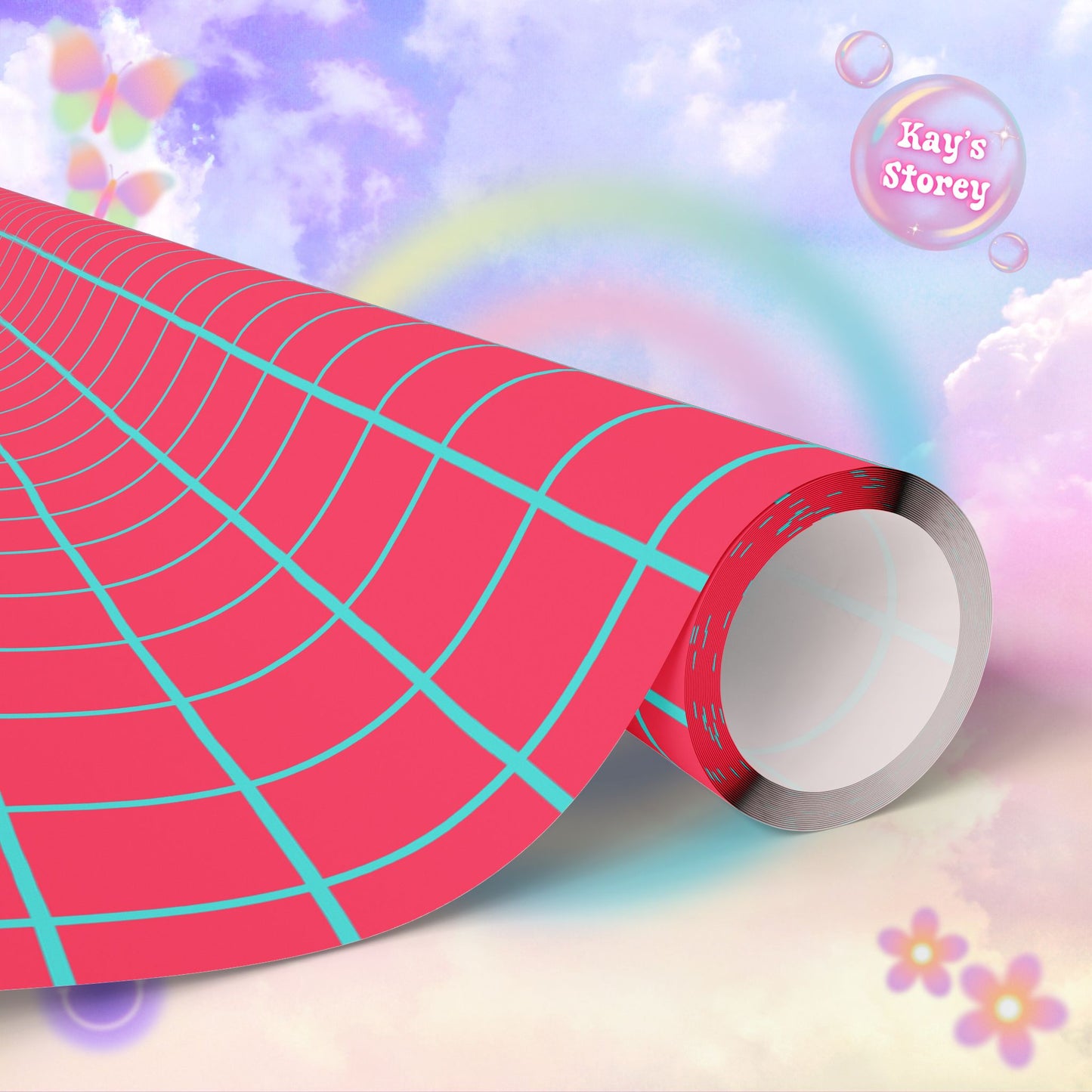 Pink & Blue Stripe Wrapping Paper