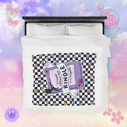 Reader Without Their Kindle Velveteen Plush Blanket
