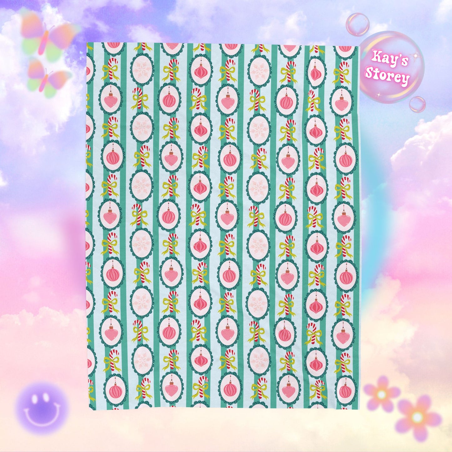 Striped Ornaments Bookish Velveteen Plush Blanket - Cozy Reading Throw