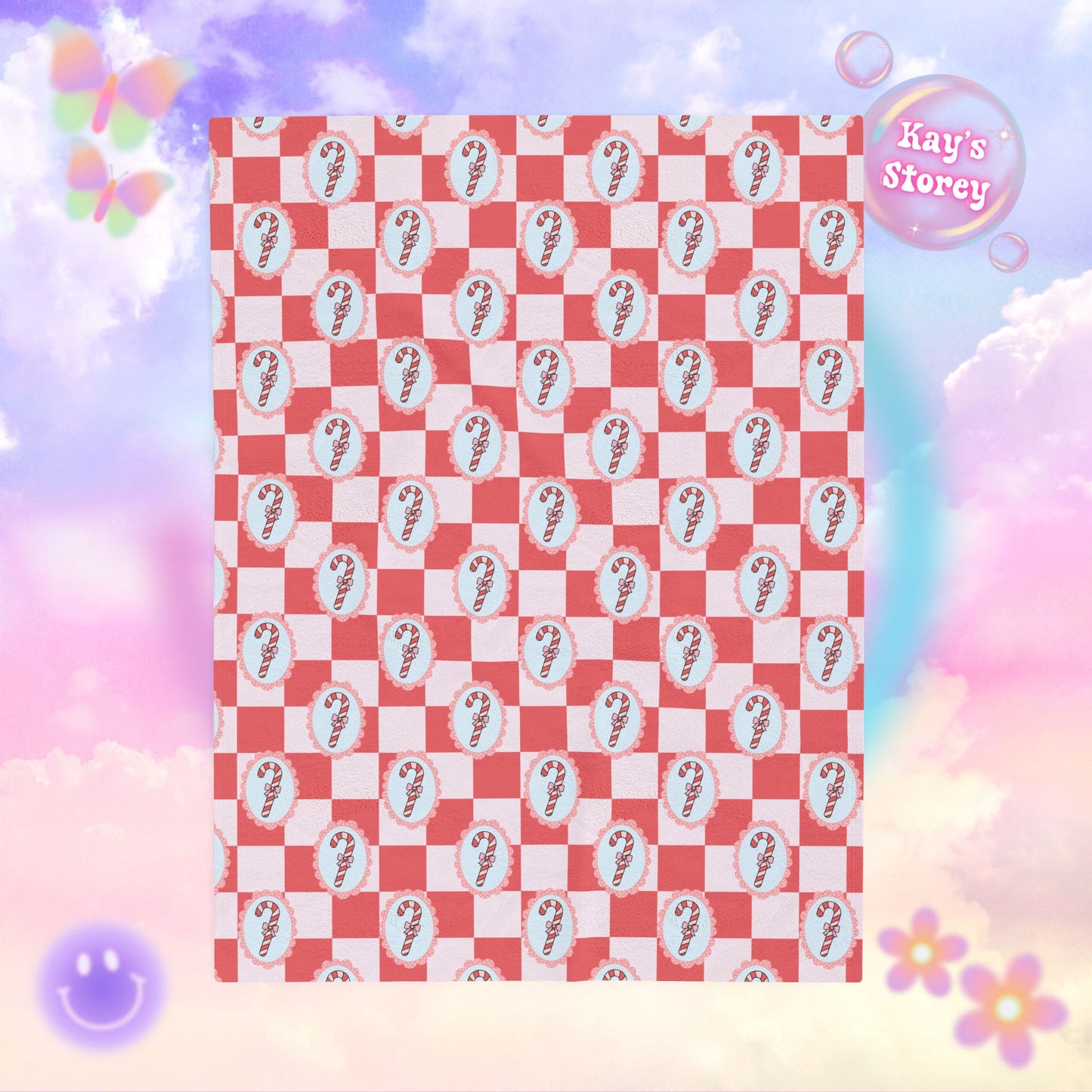 Candy Canes Bookish Velveteen Plush Blanket - Cozy Reading Throw