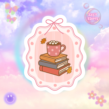 Autumn Book Stack Sticker, Fall Planner Stickers, Book Lover Gifts, Autumn Sticker, Cozy Accessories, Seasonal Sticker
