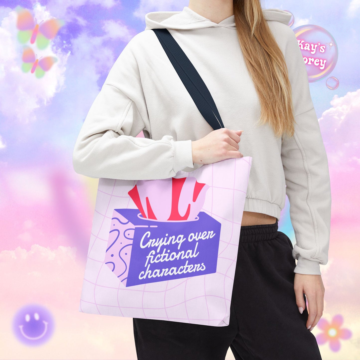 Crying over Fictional Characters Tote Bag