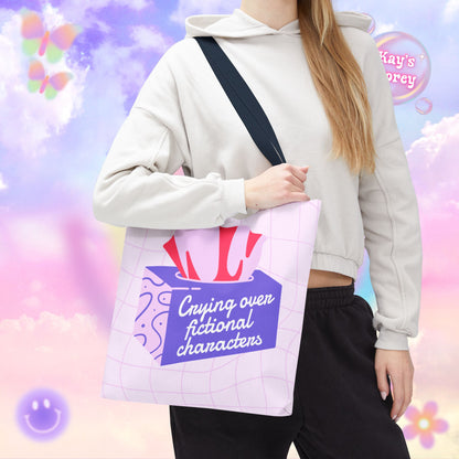 Crying over Fictional Characters Tote Bag