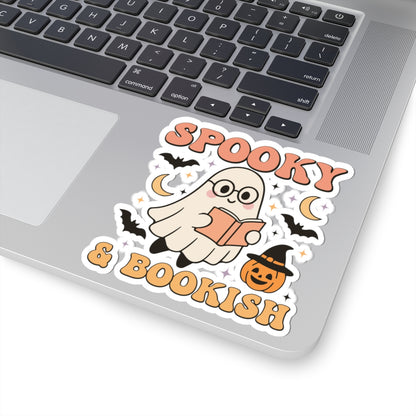 Spooky & Bookish Sticker - Kiss-Cut Stickers, Halloween Sticker, Cute Ghost Reading Design, Spooky Sticker, Decorative Sticker for Journals