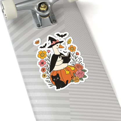 Goose Reading Kiss-Cut Sticker, Book Lover Sticker, Cute Sticker Set, Spooky Decals, Halloween Stickers, Vinyl Kindle Stickers