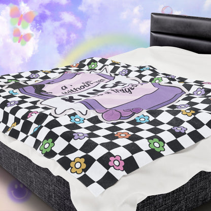 Reader Without Their Kindle Velveteen Plush Blanket