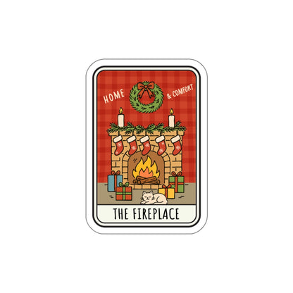 The Fireplace Tarot Bookish Holiday Die-Cut Sticker - Festive Reading-Themed