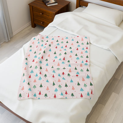 Christmas Trees Bookish Velveteen Plush Blanket - Cozy Reading Throw