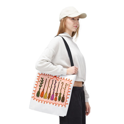 Spooky Season Witches Brooms Book Tote Bag
