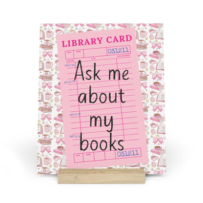Ask Me About My Books Bookshelf Decor with Stand