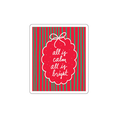 All is Calm, All is Bright Bookish Holiday Die-Cut Sticker - Festive Reading-Themed