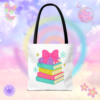 Book Stack Christmas Tote Bag