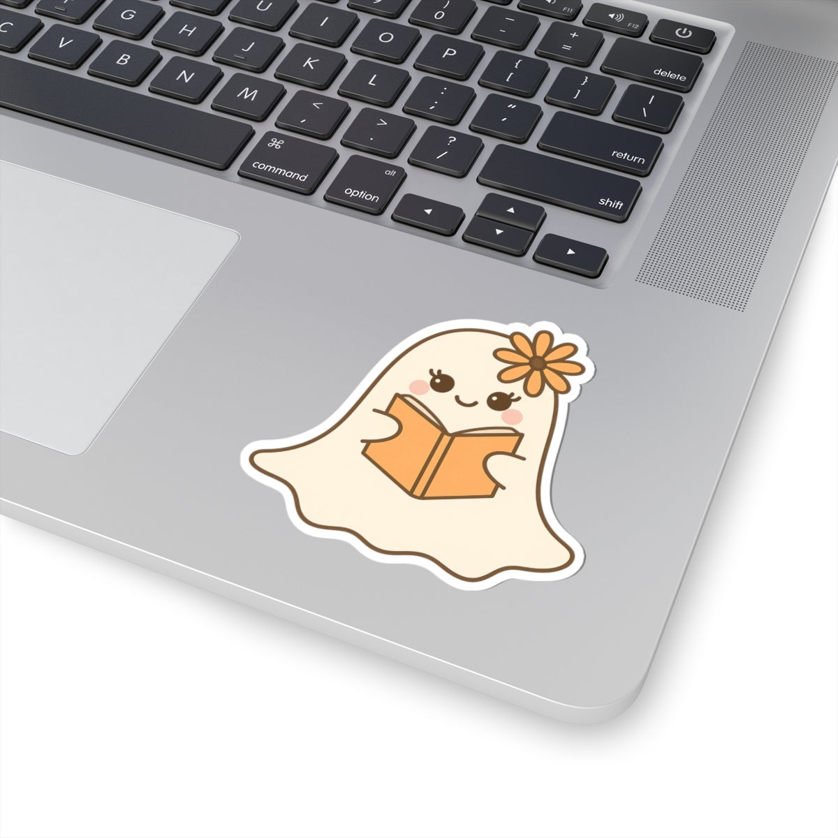 Floral Ghostly Reading Kiss-Cut Sticker, Book Lover Sticker, Cute Sticker Set, Spooky Decals, Halloween Stickers, Vinyl Kindle Stickers