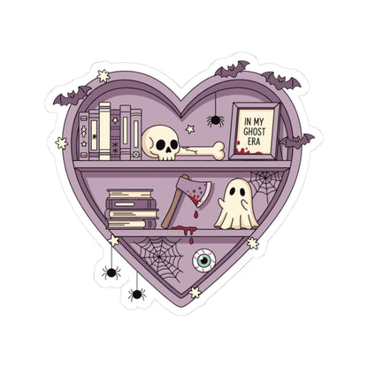 Ghostly Reading Kiss-Cut Sticker, Book Lover Sticker, Cute Sticker Set, Spooky Decals, Halloween Stickers, Vinyl Kindle Stickers