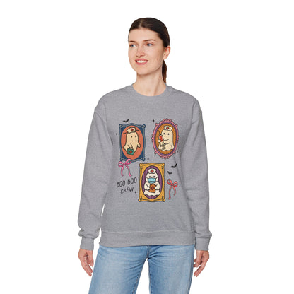 Boo Boo Crew Nurses Sweatshirt, Long Sleeve Shirt for Spooky Season Bookish Gift,  Halloween Reading Apparel