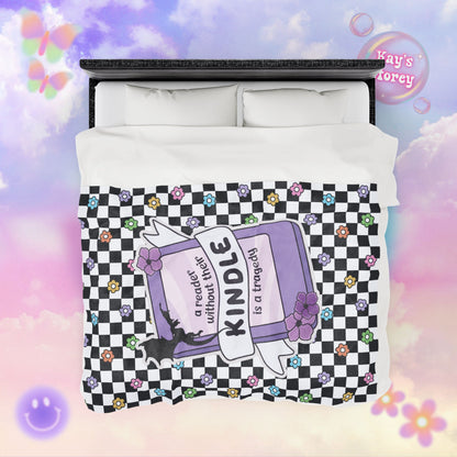 Reader Without Their Kindle Velveteen Plush Blanket