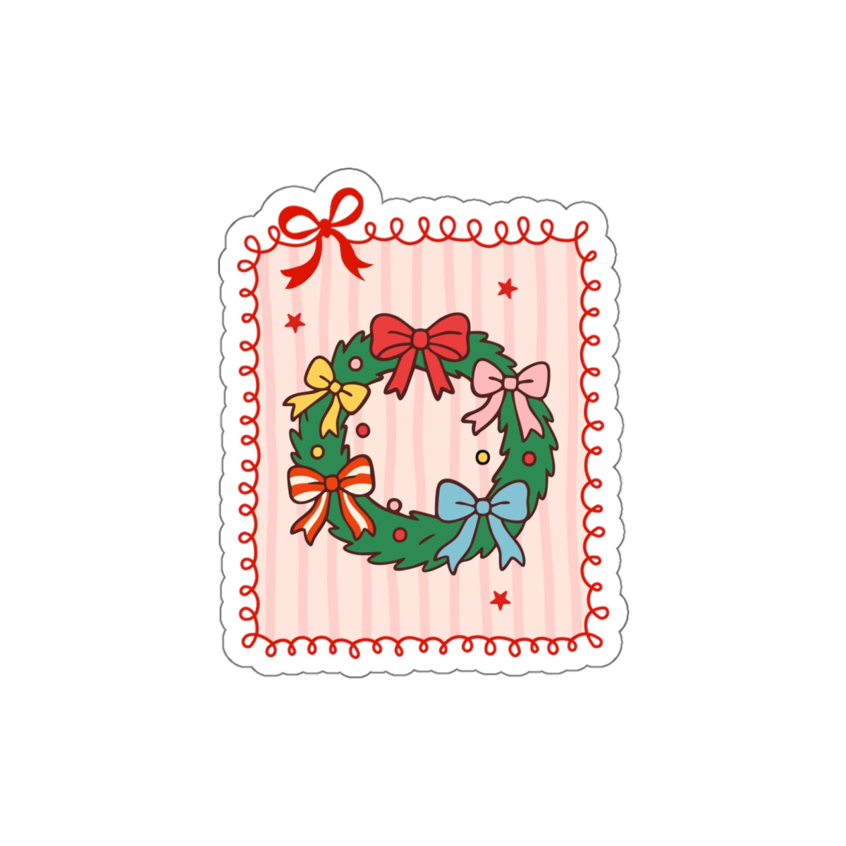 Wreath Bookish Holiday Die-Cut Sticker - Festive Reading-Themed Sticker