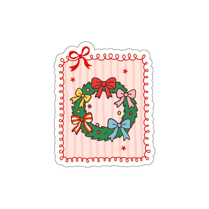 Wreath Bookish Holiday Die-Cut Sticker - Festive Reading-Themed Sticker