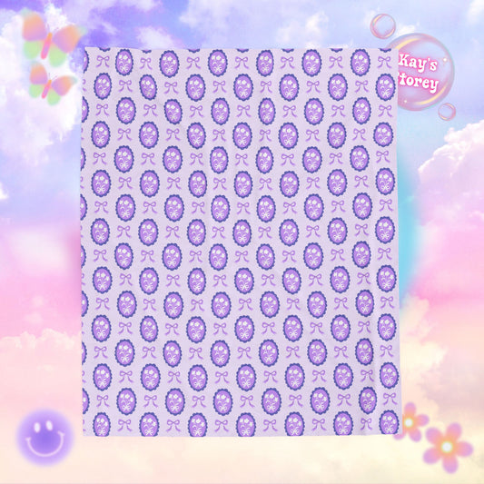 Purple Floral Bows Bookish Velveteen Plush Blanket - Cozy Reading Throw