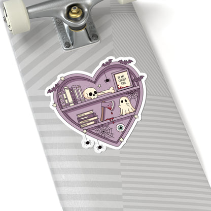 Ghostly Reading Kiss-Cut Sticker, Book Lover Sticker, Cute Sticker Set, Spooky Decals, Halloween Stickers, Vinyl Kindle Stickers