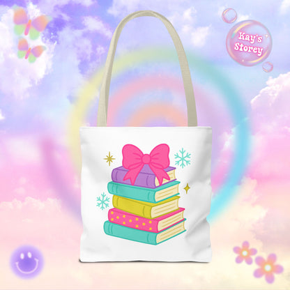 Book Stack Christmas Tote Bag